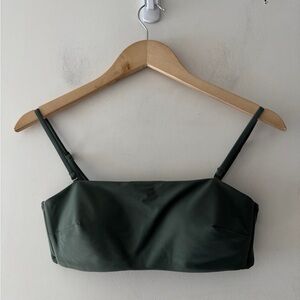 Aerie Dark Forest Green Square Neck Bandeau Bikini Top